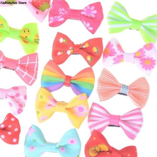 10pcs Colorful Barrettes Pet Dog Ribbon Hair Clip Bows Girls Dog Hairpins Hair Accessories Hairgrip Headwear