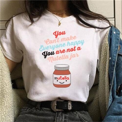 2020 Summer Nutella Women 90s Harajuku Ullzang Fashion Letter T-shirt Graphic Cute Cartoon Tshirt Korean Style Top Tees Female