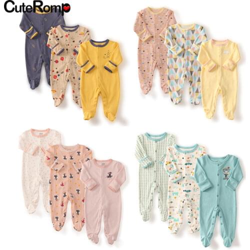 3pcs Newborn Baby Girl Clothes Cotton Baby Rompers Fashion vetement enfant fille Kids Jumpsuit Boy Baby Apparel Gloves sleeve