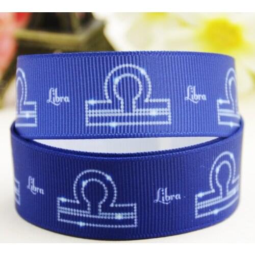22mm 25mm 38mm 75mm Ruban satin Libra Zodiac printed Grosgrain Ribbon Hair Accessories party decoration 10 Yards X-02570