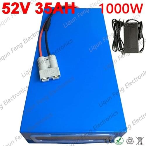 52V E-Bike Batteries 52V 10Ah 13Ah 16Ah 20Ah 22Ah 25Ah 30Ah 35Ah Electric Bicycle Lithium Battery for 1000W 750W 500W Motor Kits