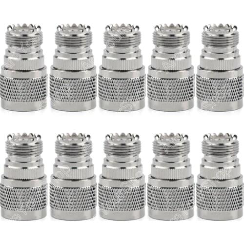 Areyourshop Hot Sale 10 Pcs Adapter SO239 UHF Jack Female To N Male Plug RF Connector Straight Nickel plating
