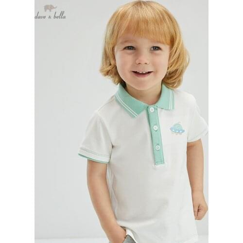 DBX18096 dave bella summer baby boys casual cartoon print T-shirt children tops kids boy fashion tees