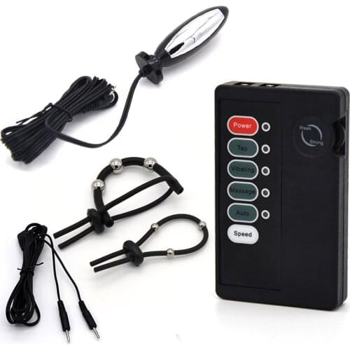 Electric Shock Penis Rings Kits For Male Sex Toys Anal Plug Cock Ring Adult Games Electric Sex Medical Themed Toys For Couples