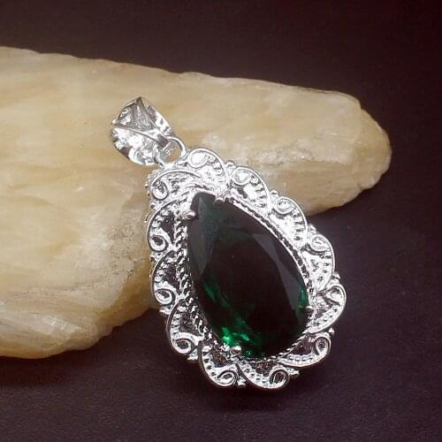 Gemstonefactory Jewelry Big Promotion 925 Silver Green Topaz Attractive New Women Ladies Mom Gifts Necklace Pendant 20213940