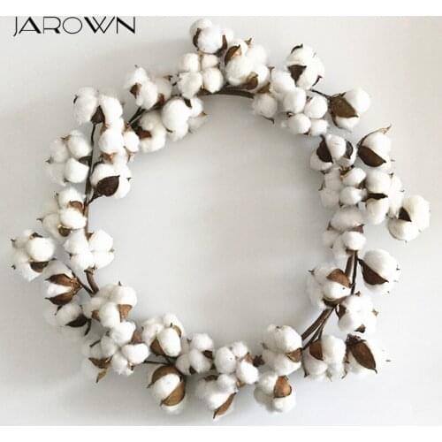JAROWN Simulation Cotton Wreath Artificial Cotton Flower Garland Fake Flowers Home Door Hanging Ornament Wedding Christmas Decor