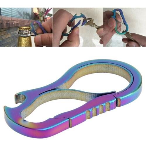 Titanium Alloy Carabiner Hook EDC Mini Bottle Opener Outdoor Carabiner Metal Fast Buckle Keychain Camping Climbing Accessories