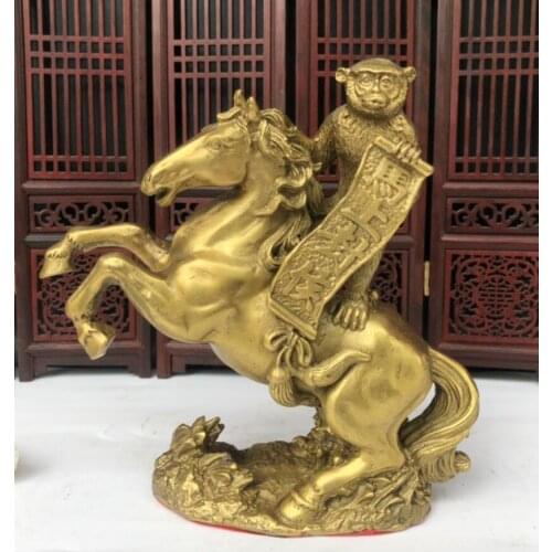 China brass monkey ride horse crafts statue