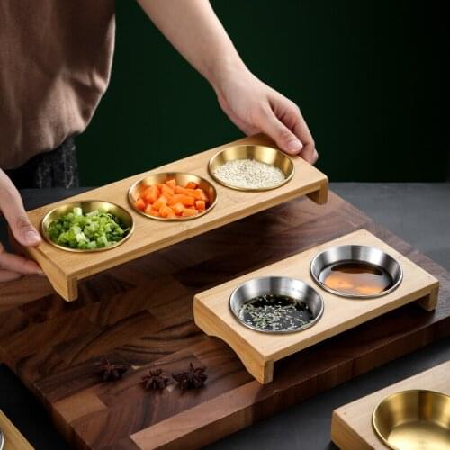 Creative 304 Stainless Steel Seasoning Dish Korean Flavored Barbecue Hot Pot Dipping Dish Cold Dish Divided Grid Dish