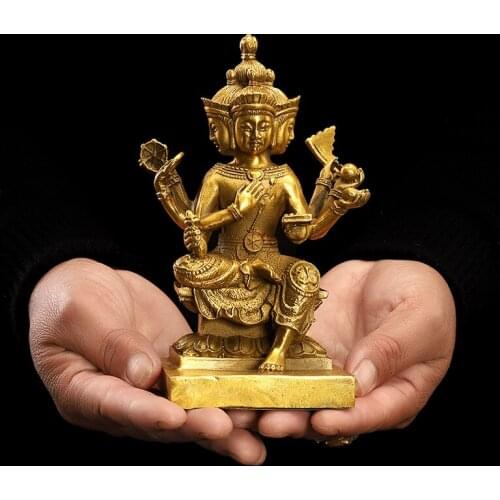 New style Brass lucky decorations Thai four-faced Buddha Living room study TV cabinet Office car decoration Home crafts WSHYUFEI