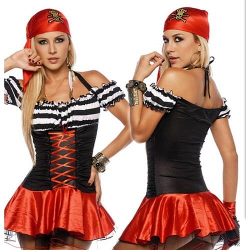 Hot Sale Classic Pirate Costumes Halloween Party Role Play Uniform Bar Costume Dance Costumes Pirate Cosplay For Women One Size