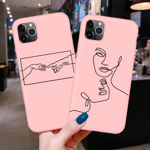Soft Silicone Phone Cases For iPhone 11 Funny Abstract Art Lines Face Cover For iPhone XR X XS 11 PRO Max 8 7 6 6S Plus Shell