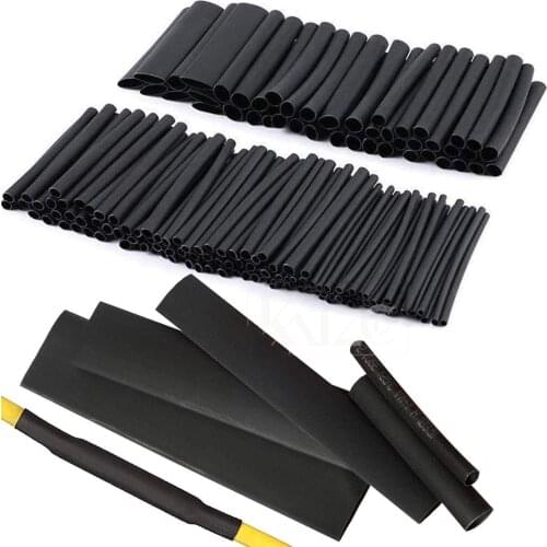 127 Pcs Black Heat Shrink Tube Assortment Wrap Electrical Insulation Cable Tubing Tube Sleeving Wrap Tubes