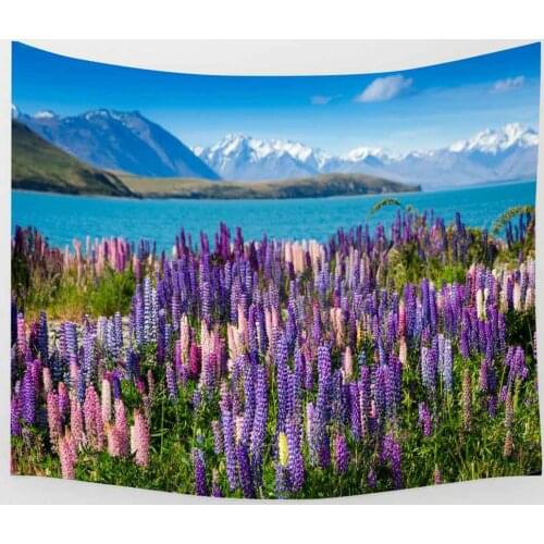 Natural Landscape Tapestry Mountain Flower Train Art Wall Hanging Tapestries for Living Room Home Decor Banner