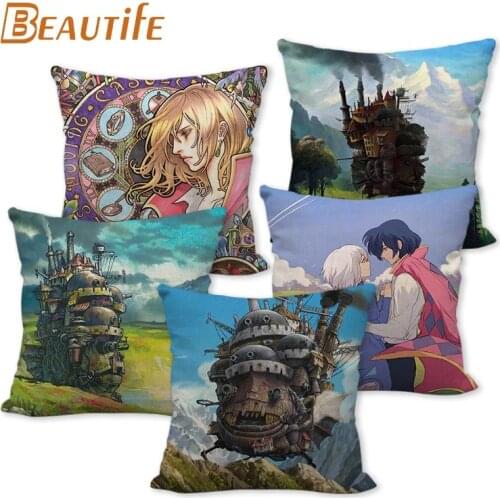 Custom Howls Moving Castle Sensei Anime Pillowcase 45X45cm Wedding Decorative Eco-Friendly Cotton Linen Fabric Pillow Case