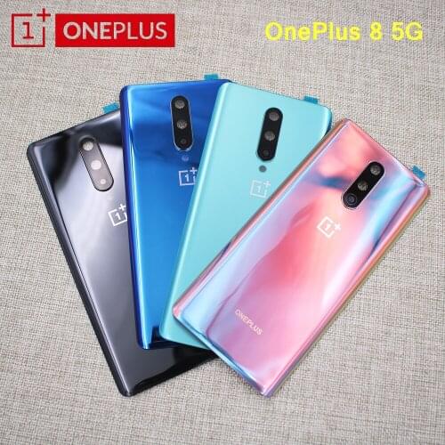 NEW Original Back Battery Cover Door Rear 3D Glass For OnePlus 8 5G Battery Cover Repair Housing With Camera Lens For One Plus 8