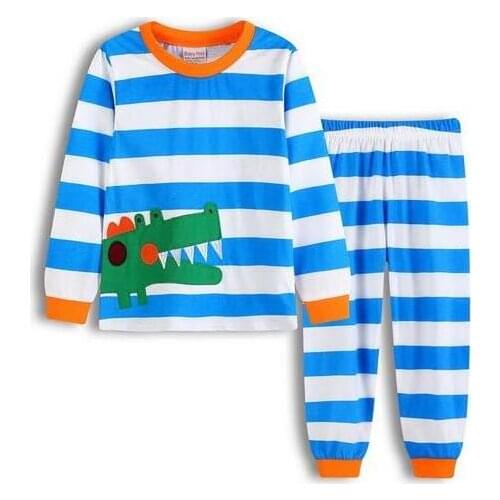 2021 New Kids Boys Girls Pajama Sets Cartoon Print Long Sleeve Cute T-Shirt Tops with Pants Toddler Baby Autumn Sleeping Clothes