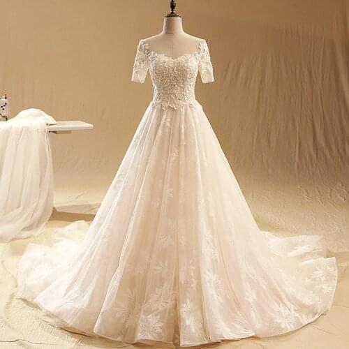 New Arrive Short Sleeve Vintage Lace Wedding Dresses Vestido De Noiva Renda Beading Appliques Bridal Gowns Alibaba China