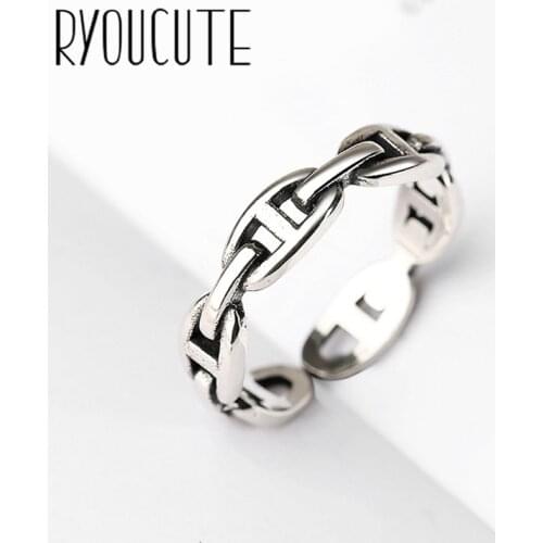 New Trendy Personality Punk Link Chains Rings For Women Lady Resizable Size Rings Party Jewelry Charm Gifts 2021