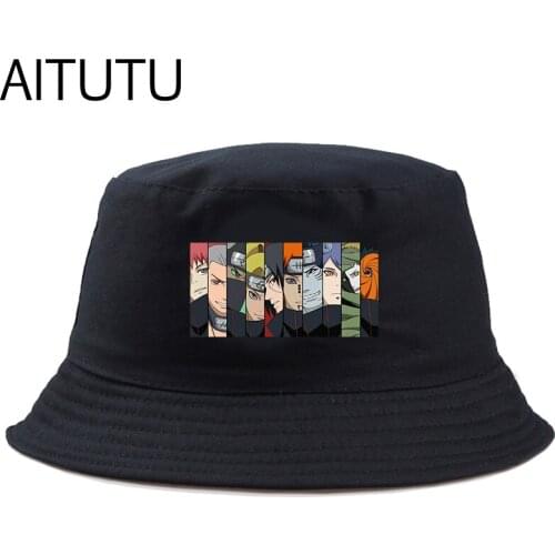 Japanese anime Print bucket Hat Men Women Panama Bucket Cap The Design Flat Visor Fisherman Hat cartoon Beach Travel Outdoor Hat