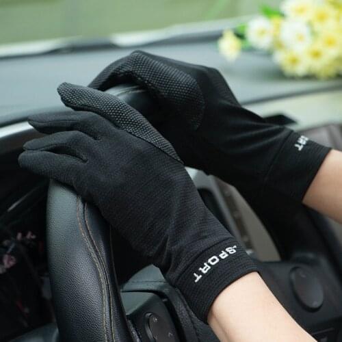 Summer Unisex Ice Silk Sunscreen Touch Screen Sports Gloves Thin Breathable Mesh Anti-UV Non-slip Drive Cycling Man Women Gloves