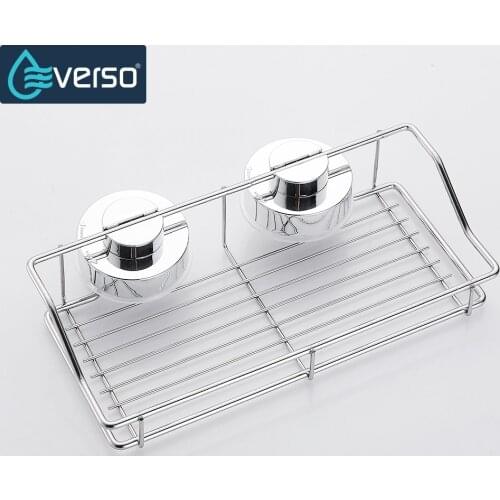 EVERSO Stainless Steel Bathroom Shelf Traceless Suction Cup Storage Holder Hanging Organizer Basket Bathroom Accessories