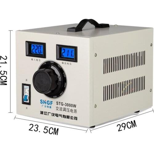 220V Voltage Regulator 3000W Single Phase Adjustable 0-300V AC Contact Carbon Brush Type Voltage Regulator Power Supply 3KW Y