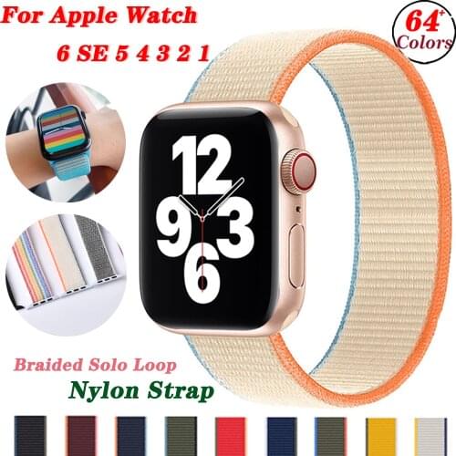 Nylon loop Strap For Apple Watch Band 38mm 42mm Breathable Braided Band 40mm 44mm For iWatch Series 6 SE 5 4 3 2 1 Replacement