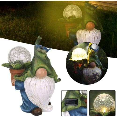 Garden Gnome Statue with Solar LED Lights Waterproof Dwarf Night Lamp Home Decoration for Pool Backyard Pond Garden Figurines