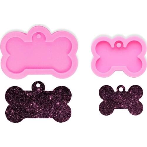 2 Sizes Silicone Bone Shape Pendant Resin Mold DIY Dog Tag Keychain Resin Molds R2LE