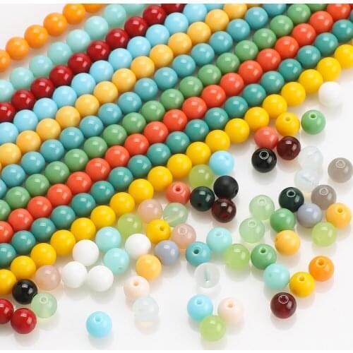 45Pcs/Lot 8mm Glass Round Beads Black 8mm Smooth Spacer Loose Natural Stone Beads For Jewelry Making DIY Needlework Bracelet