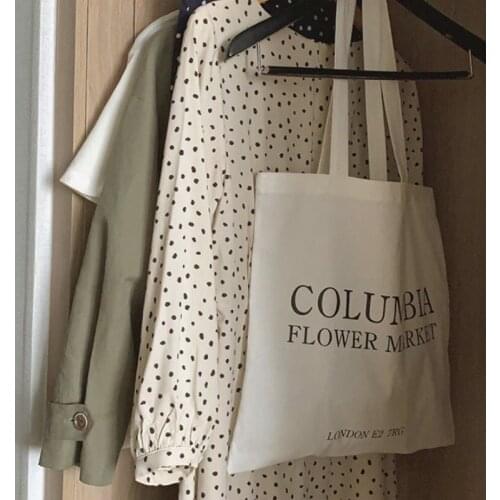 Cotton Cloth Fabric Canvas Tote Bag Women Books Bag INS Large Shopper Bags London Letters Shoulder Bag Reusable Handbag 2021 New