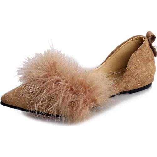 Fur Shoes 2018 Autumn New Korean Fashion Net Red Scoop Shoes Fairy Flat Tip Chic Lazy Wisdom Smoked Shoes