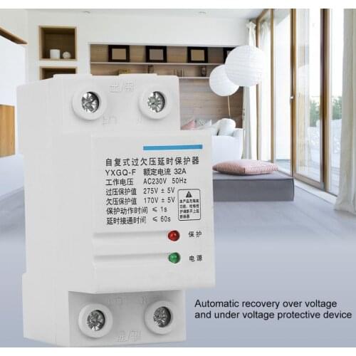 Voltage Protective Device 2P 32A YXGQ-F Automatic Recovery Over & Under Voltage Delay Protection Relay