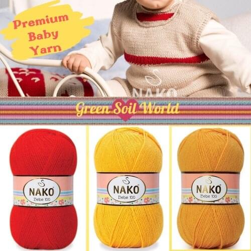 Premium Knitted Yarn - 41 Color Options 360 Meter (100gr) - Hand Knitting Ball - Nako Baby 100 - Multicolor - Cardigan - Sweater - Hobby - Premium Acrylic - Blouse - Shawls - Scarf - Beanie - Baby Room Textile DIY