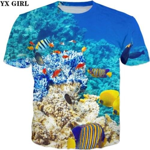 YX GIRL 2018 summer New Mens 3d t-shirt animal Penguin/Elephant/Arctic Fox/Marine fish printed T shirts Cool casual t shirts