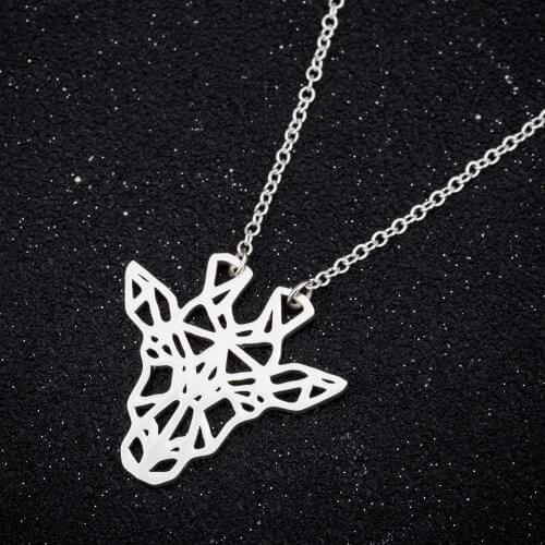 Hfarich Winter Fashion Sweater Chain Pendants Stainless Steel Dainty Giraffe Head Necklaces Women Best Friend Gifts