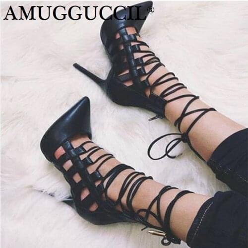 Customize Plus Big Size 36-47 Black Lace Up Zip Fashion Sexy High Heel Spring Summer Female Ladies Shoes Women Pumps D1199
