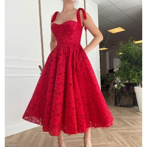 SKMY Women Outfits 2021 New Solid Color Red Dress Spaghetti Strap Sleeveless Slim A-Line Midi Dress Evening Party Clubwear
