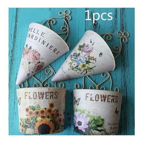 1Pcs Plastic Wall Hanging Flower Vase Pot Wall Flower Basket Rural Garden Home Decoration Flower Basket Home Decor