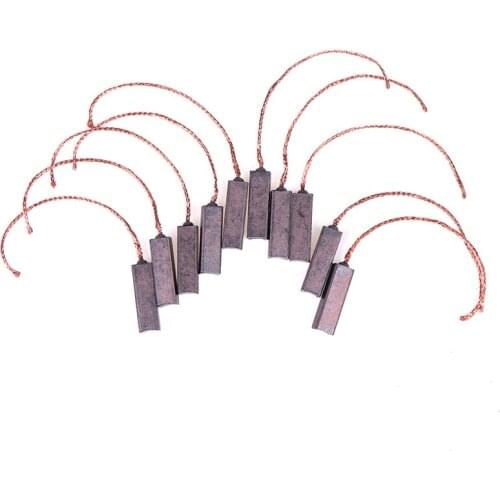 10Pcs Carbon Brushes Wire Leads Generator Generic Electric Motor Brush Replacement 4.5 x 6.5 x 20mm