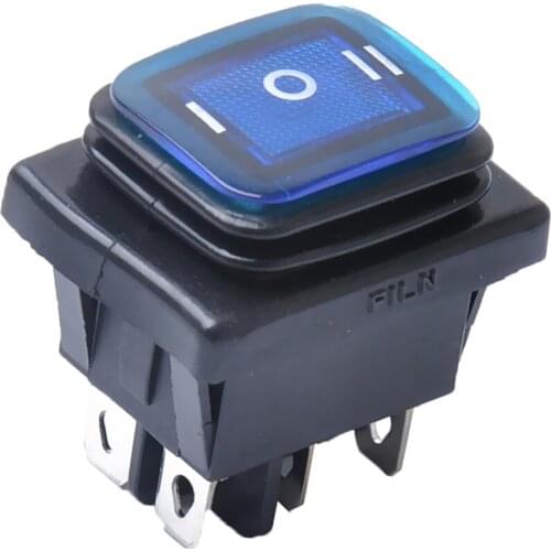 2pcs Blue Red 6 Pin 3 Positions Lighted Rocker Toggle Switch Waterproof