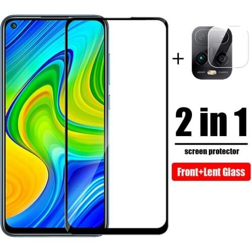 2 In 1 Transparent Protective Glass For Xiaomi Redmi Note 10 9 8 Pro Max Global Full Cover Lens Glass For Xiaomi Redmi 9S 8T