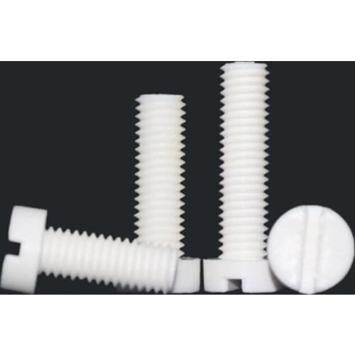 20pcs M6 PP Slotted cylinder head screw polypropylene one word cup insulation resistant acid alkali corrosion bolt 10mm-60mm L