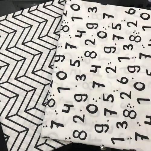 7pieces/set For Household Sewing Supplies Nordic Style Black White Print DIY Handmade Multi Purpose Patchwork Cloth Cotton