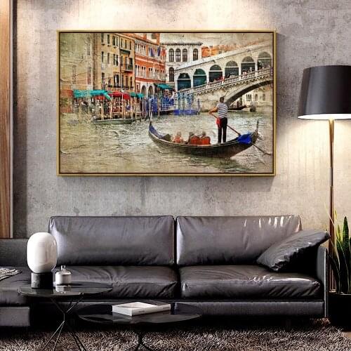 Artcozy Famous European City Town Oil Canvas Painting for Home Decoration Wall Art Canvas Printings Spray Painting Abstract