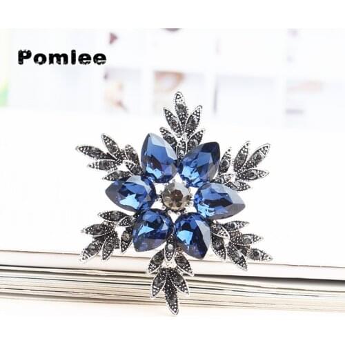 Pomlee Big Flower Crystal Brooch For Women Fashion Snowflower Bouquet Rhinestone Brooches And Pins Scarf Clip Jewelry Whosales