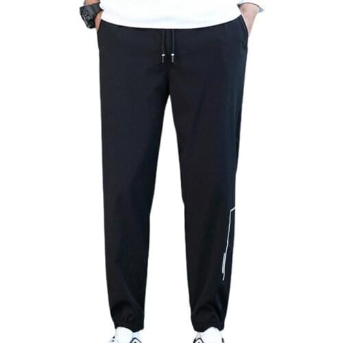 Suit Pants Casual Trousers Streetwear Pants Black White Ankle Banded Men Pants Loose Straight Drawstring Casual Pants Sweatpants