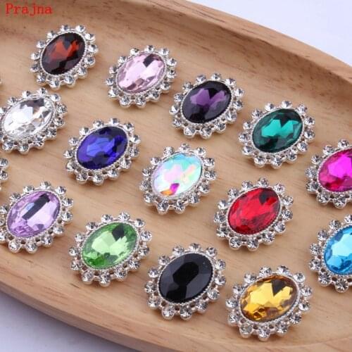 Prajna Metal Rhinestone Buttons Colors Rhinestones Silver Bling For Hand Craft AB Decorative Crystal Buttons For Wedding Dress