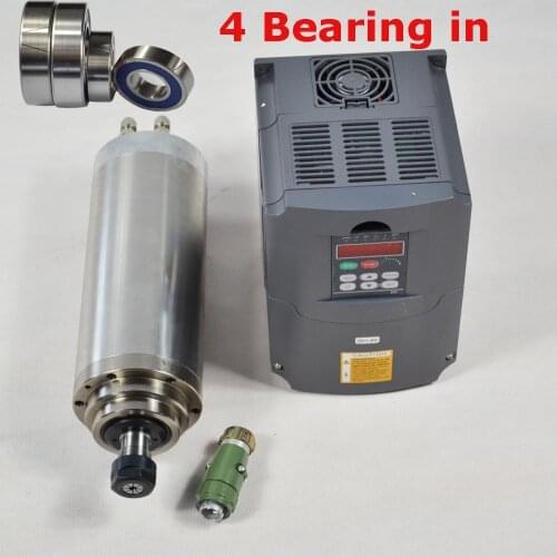 CNC motor 4kw 220v RPM24000 water cooled ER20 4 bearing spindle motor for milling machine & matching frequency inverter vfd